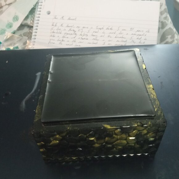 Handmade Black and Gold Cobblestone Jewelry Trinket Candy Storage Box - Picture 8 of 10